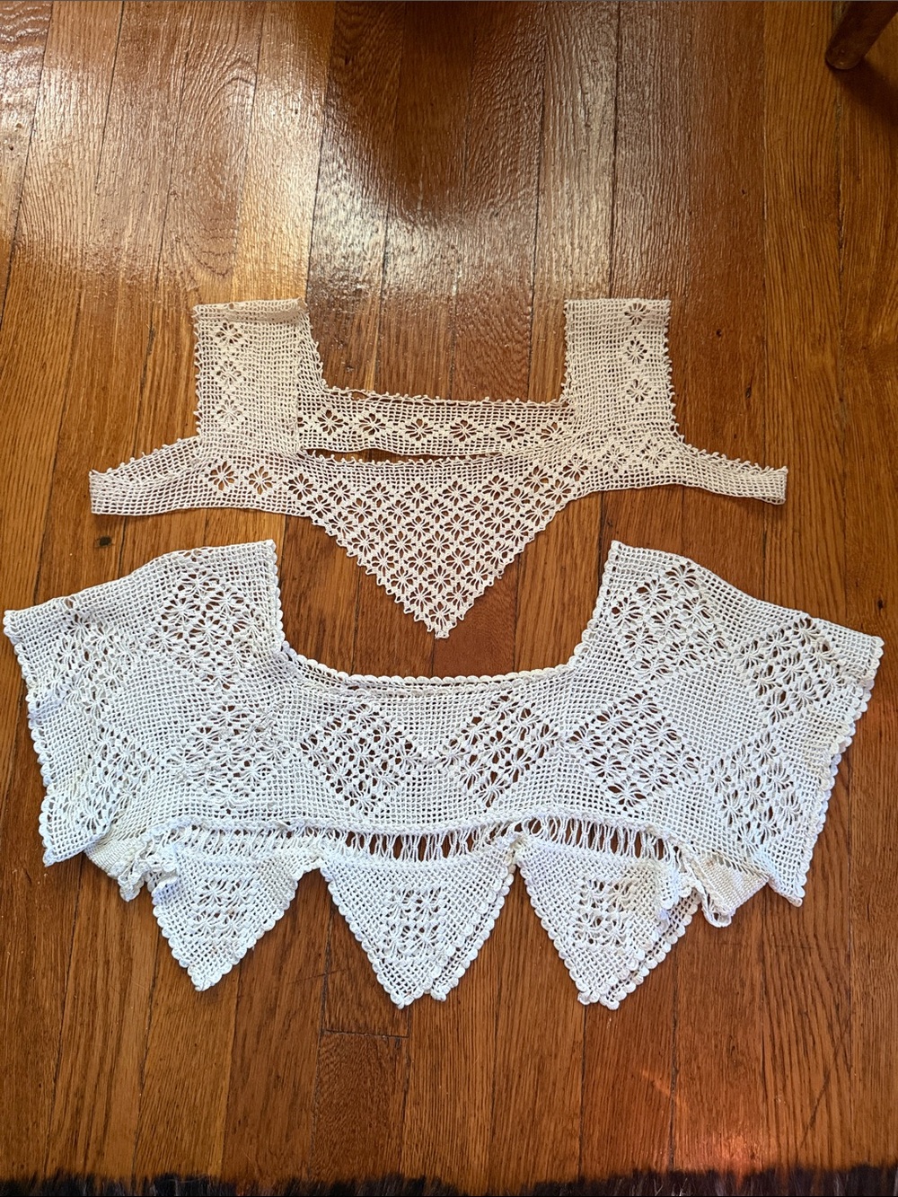 Vintage Antique micro crochet Irish lace style set. Collars, crop top boleros